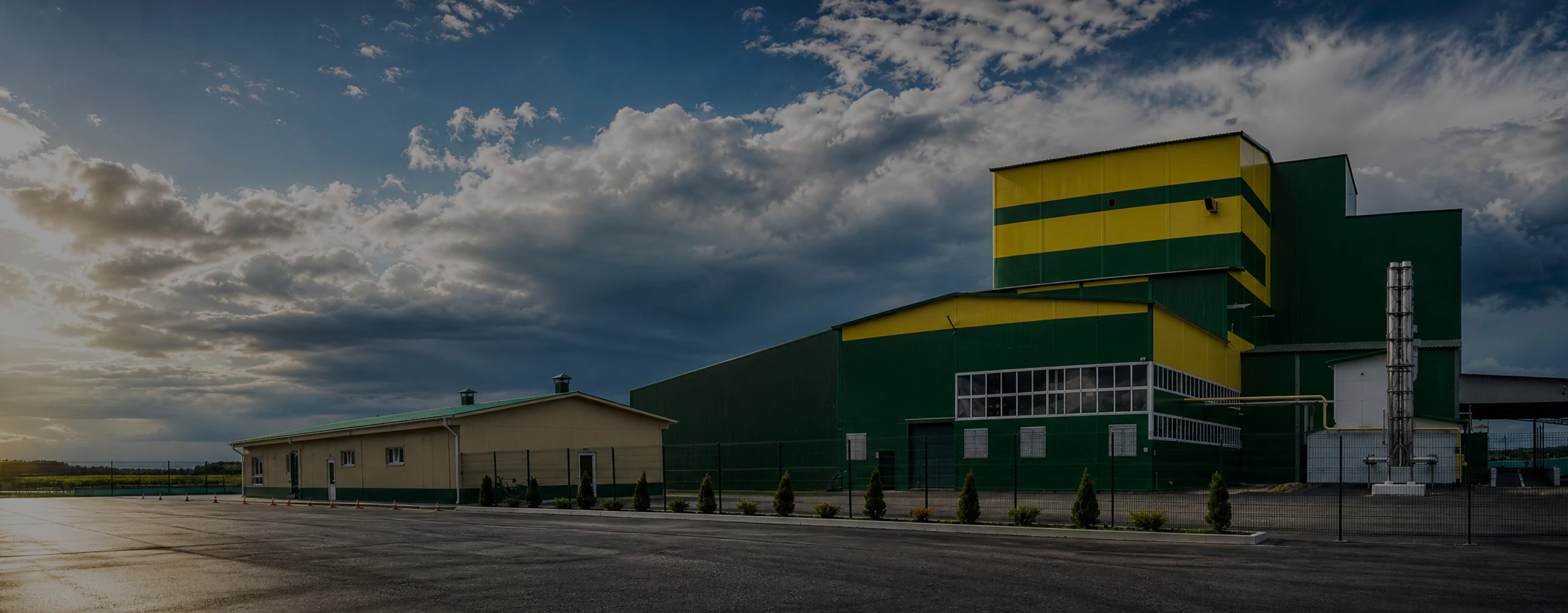 Exterior view of premixed feed production line factory building for livestock premix feed manufacturing project